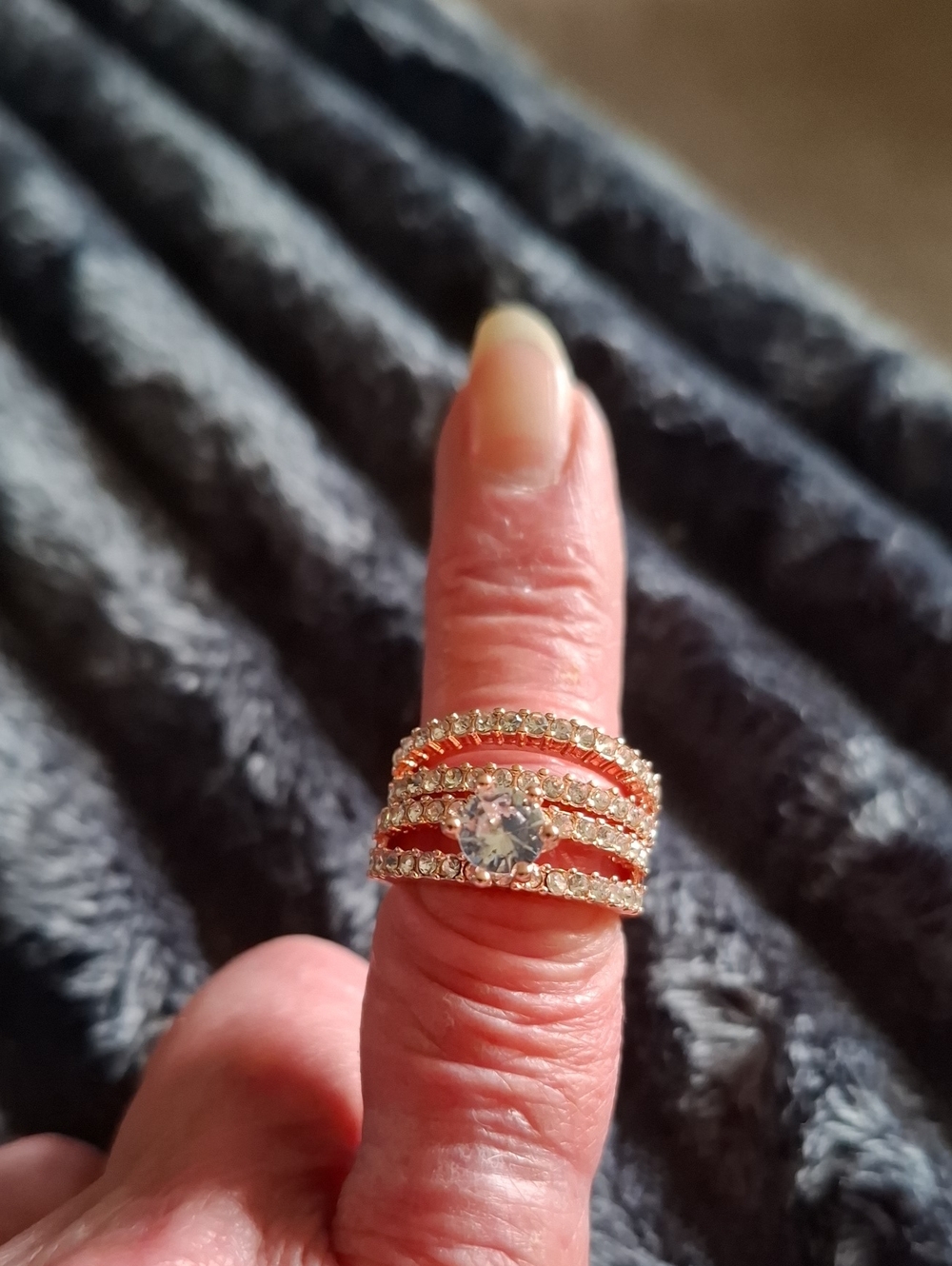 Elegant Gold-Tone Cubic Zirconia Multi-Band Ring in Gold